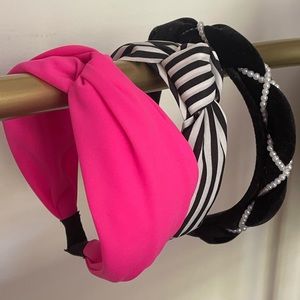 Set of 3 headbands—striped, hot pink, and pearl